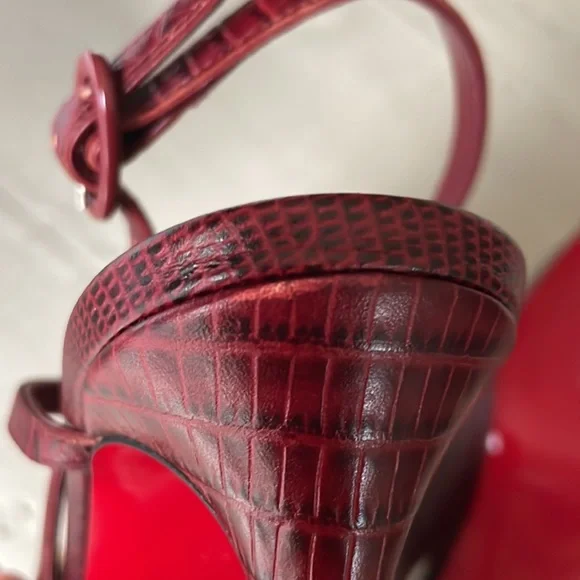 Christian Louboutin jenlove 100mm calf lizzy burgundy bourbon stiletto sz 38 - Picture 11 of 12